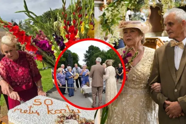 Birutė and Romualdas celebrated their golden wedding anniversary: over 100 guests at the party, and the jubilarians arrived by carriage