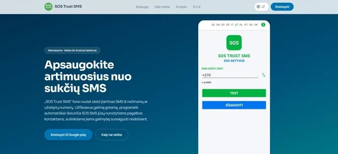 Ekrano nuotrauka/SOS Trust SMS