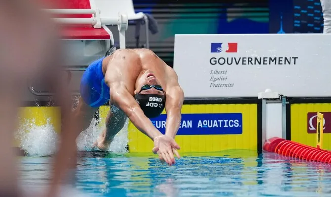 LTU Aquatics/Dariaus Kibirkščio nuotr./Europos plaukimo čempionato akimirka. Mantas Kaušpėdas