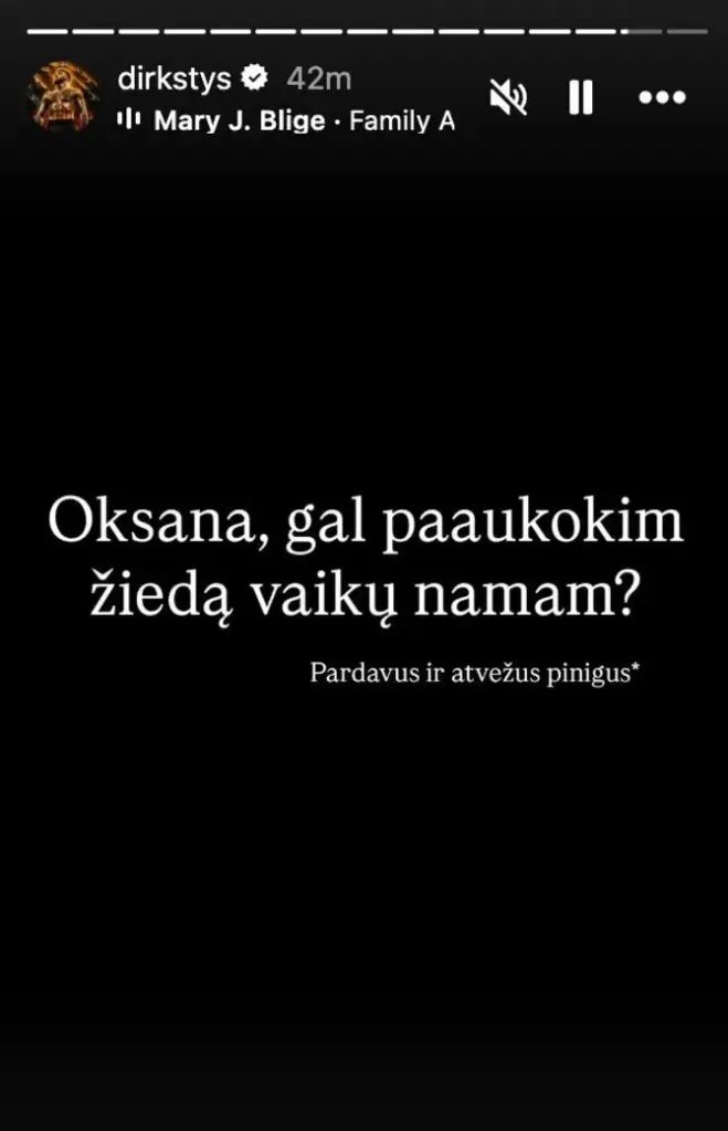 Stop kadras/Dominyko Dirksčio žinutė