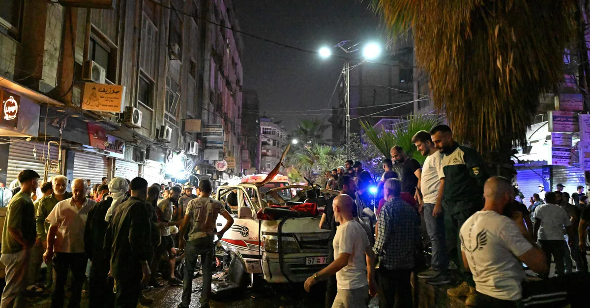 Two people died and 13 were injured in a minibus explosion near the Syrian capital