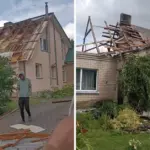 Storm hit Varėna district: Roofs of houses and buildings torn off in Puodžiai village, many fallen trees