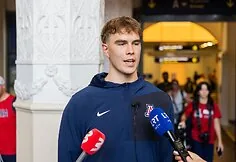 Men's basketball players from the University of Arizona and LeBron James' son Bryce arrived in Lithuania