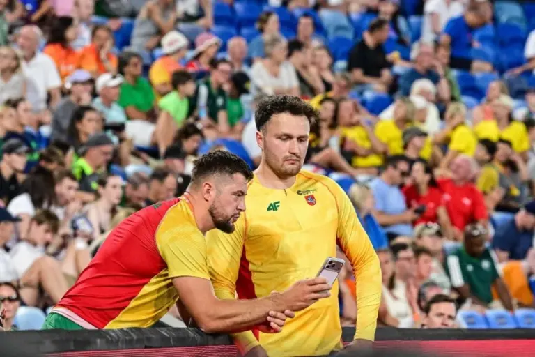 Alfredo Pliadžio/LLAF photo/Coach Mantas Jusis and Martynas Alekna