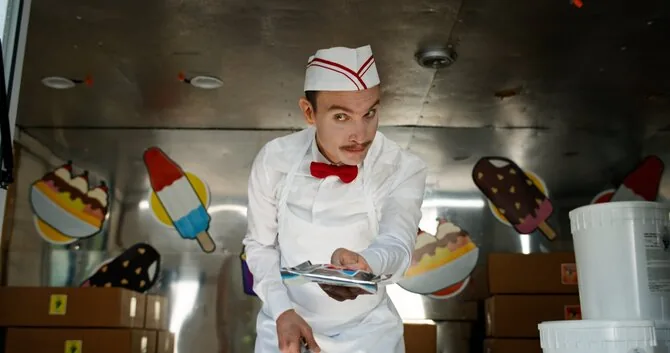 Frame from the horror film “The Ice Cream Seller”