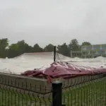 In Panevėžys, a storm damaged the football arena dome – people evacuated