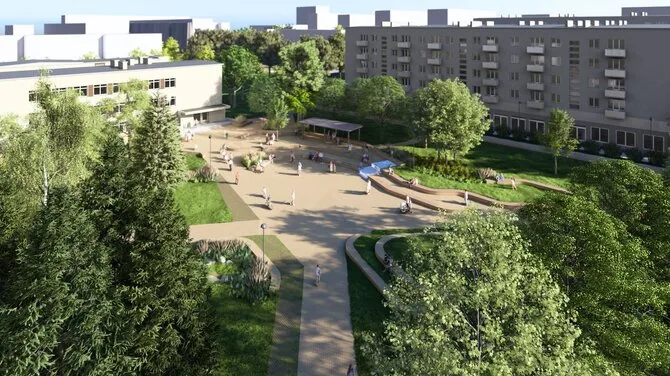 Vilniaus vystymo kompanijos nuotr./Naujos Vilnios aikštės vizualizacija