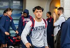 Men's basketball players from the University of Arizona and LeBron James' son Bryce arrived in Lithuania