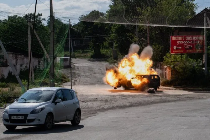 AP/ „Scanpix“/FPV drono smūgis automobiliui Kramatorske