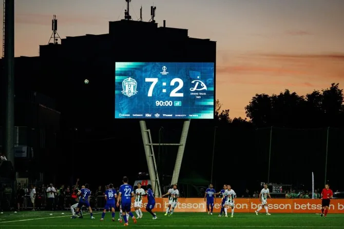 fkzalgiris.lt photo / Historic Lithuanian football evening: Vilnius Žalgiris – Tbilisi Dinamo 7:2