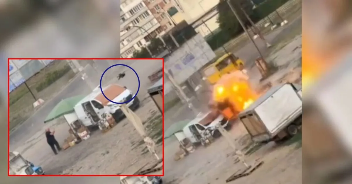 Filmed how a Russian drone hunts a market vendor: this is how everything looked after the explosion