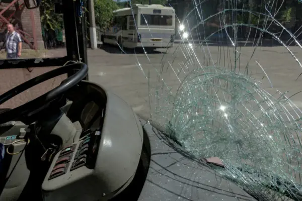 In Ukraine's Kherson, two people were injured in Russian strikes on two buses