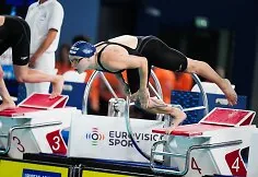 Moment from the European Swimming Championships. Rūta Meilutytė