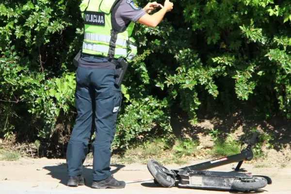 Two eleven-year-olds riding on one scooter collided with a "Volvo"