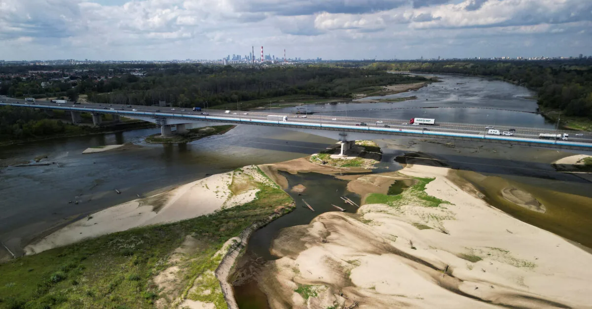 The longest river in Poland, the Vistula, has dried up to a record low in Warsaw