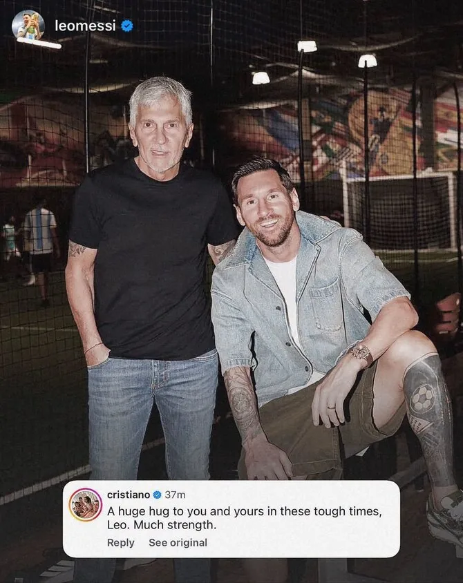 „Instagram“ nuotr./Cristiano Ronaldo žinutė Lioneliui Messi