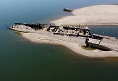 Nazi warships in the shallow Danube