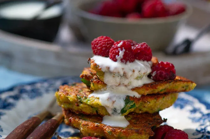 Zucchini and banana pancakes with chia seeds