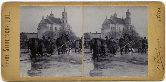 LTMKM property/Stereoscopic Fleury photo. Lukiškės Square in Vilnius. 1900–1914