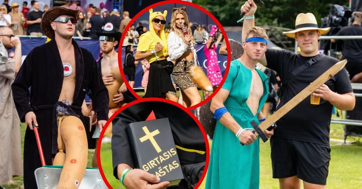 Bright guests flocked to the "Family Party" in Stakliškės: a "penis" carried in a cart, a "drunken letter," and dancing on the head