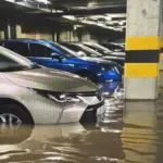 "Grinda" pumped out nearly the volume of an Olympic swimming pool of water from the underground garage after the storm