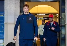Men's basketball players from the University of Arizona and LeBron James' son Bryce arrived in Lithuania