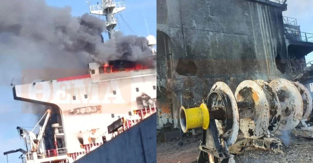 Greek ship sailing to a Russian port received 5 drone strikes