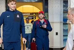 Men's basketball players from the University of Arizona and LeBron James' son Bryce arrived in Lithuania