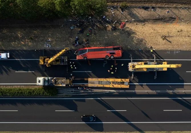 AFP/„Scanpix“ photo/Bus accident in Hungary