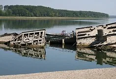 Nazi warships in the shallow Danube