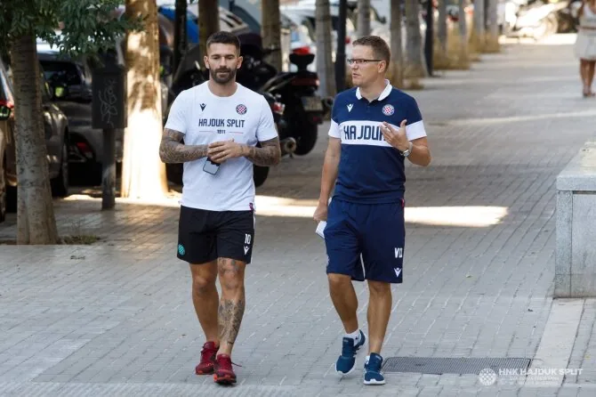 'Hajduk' club photo/Marko Livaja and Valdas Dambrauskas