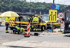 Damaged gas pipe on Karaliaus Mindaugo Avenue in Kaunas