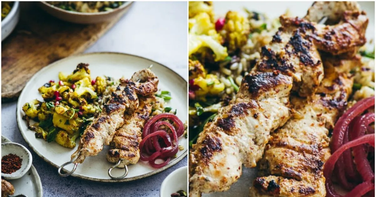 Nest chicken skewers differently: juicy chops with Middle Eastern spices