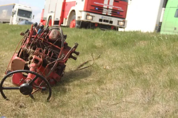 In Šiauliai, a homemade tracked tractor crashed into a car and overturned