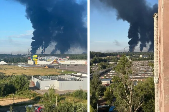 Footage from videos/Ukraine attacked an oil refinery in Yaroslavl