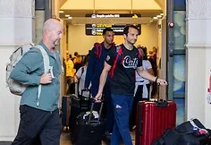 Men's basketball players from the University of Arizona and LeBron James' son Bryce arrived in Lithuania