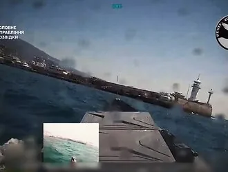 Ukrainian military intelligence shares footage of marine drones flying to Crimea