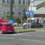 In Vilnius, after a collision with a "Lexus," a BMW climbed onto the curb