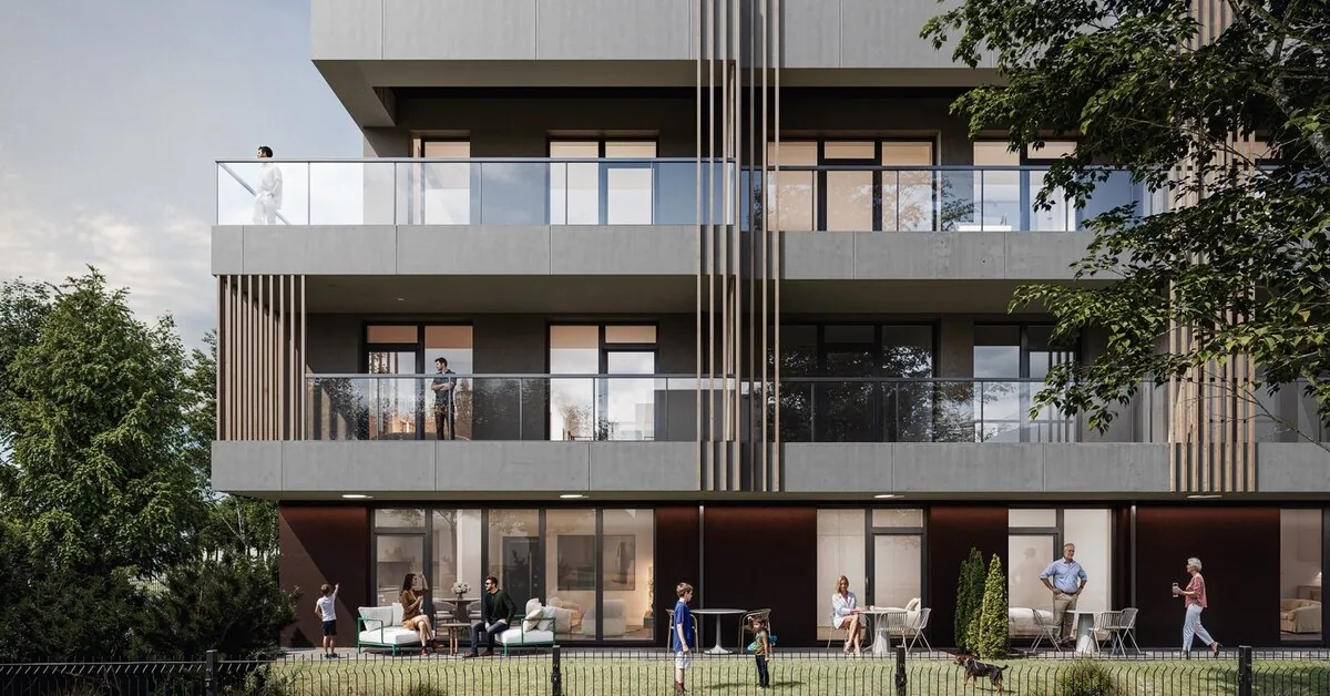 A new apartment building is rising in Kalnėnai