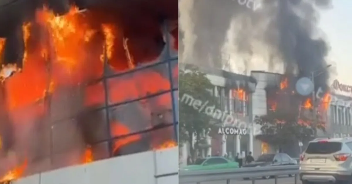 Dnipre after Russian strike – huge fire: shopping center engulfed in smoke