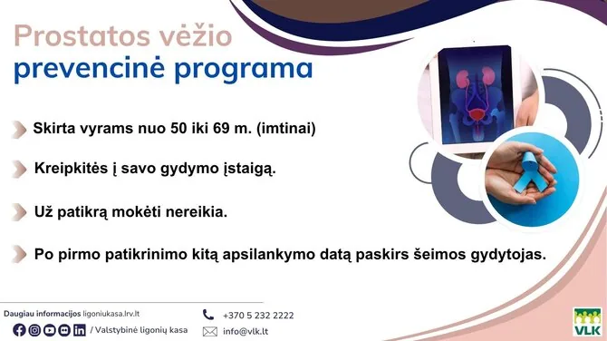 VLK infographic /Prostate cancer is checked free of charge for the age group indicated in the infographic or