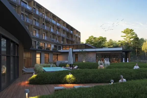 The "Marriott" hotel in Palanga is rapidly rising: the wreath is already being raised