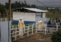 Healthcare workers at the Ebola treatment center