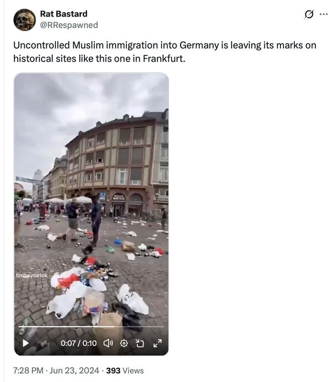 Screenshot from 'X'/Fake news about allegedly messy Muslim immigrants spreading since 2024