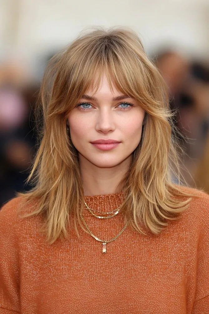 Photo from Pinterest / Curtain-style bangs