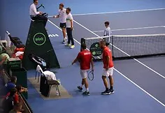 Lithuanian and Serbian tennis teams encounter in the Davis Cup competition in Niš