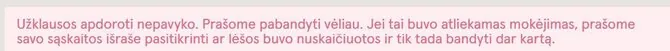Screenshot/On Tuesday, „Luminor“ bank clients noticed disruptions when trying to make payments.