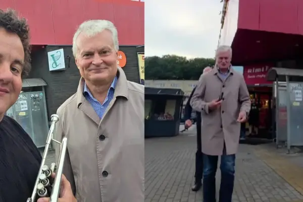 The Belarusian musician playing in front of the store was surprised by the unexpected action of Gitanas Nausėda
