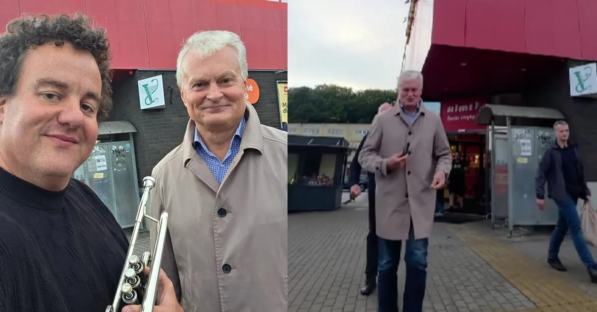 The Belarusian musician playing in front of the store was surprised by the unexpected action of Gitanas Nausėda