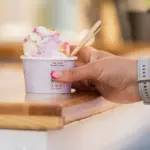Ice cream kiosk painted with colors in Vilnius
